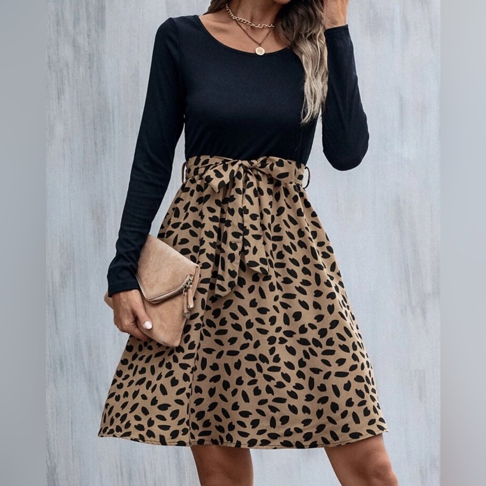 Long Sleeve Belted Dress